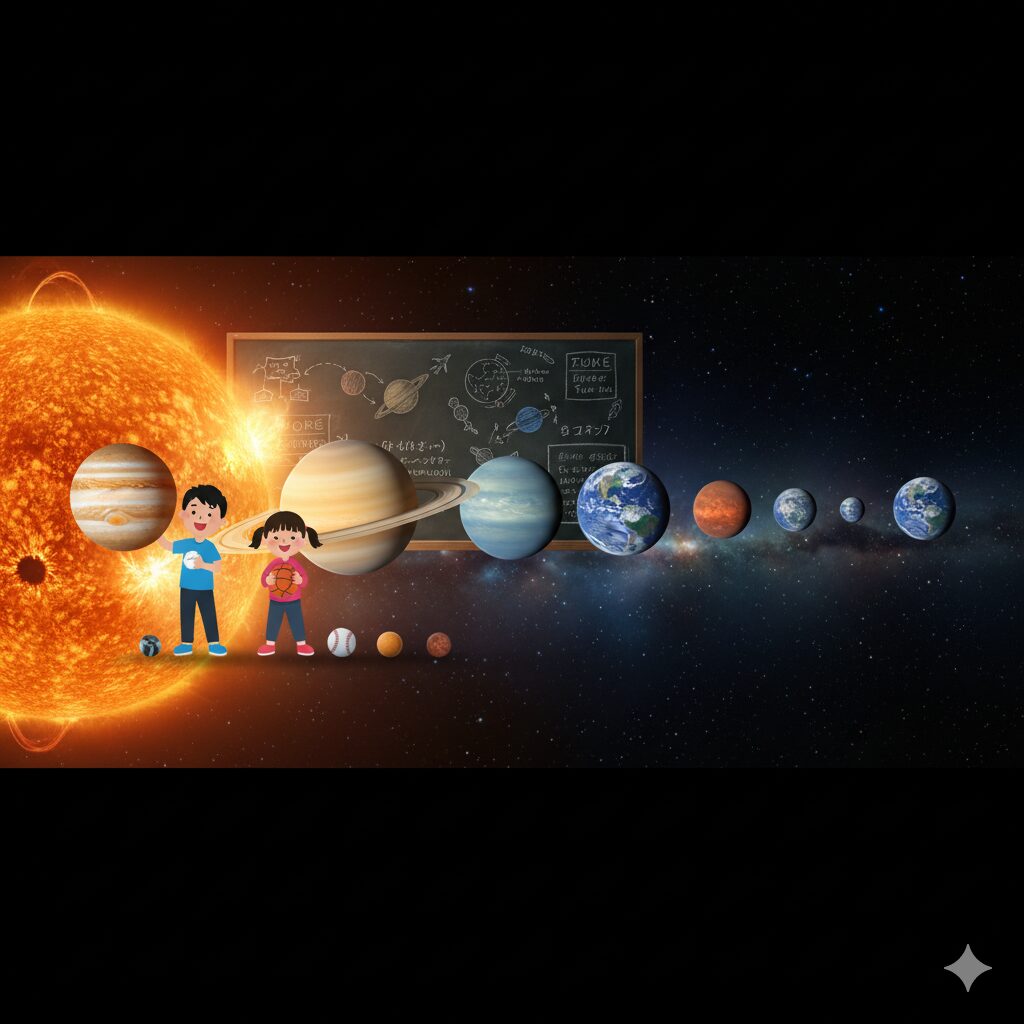 惑星の大きさ比較はボールで！太陽系のサイズ感を掴む