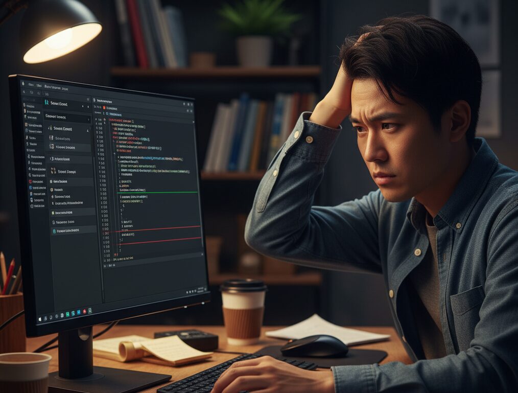 VSCodeでGitの差分が表示されない原因を調査し、トラブルシューティングを行う開発者