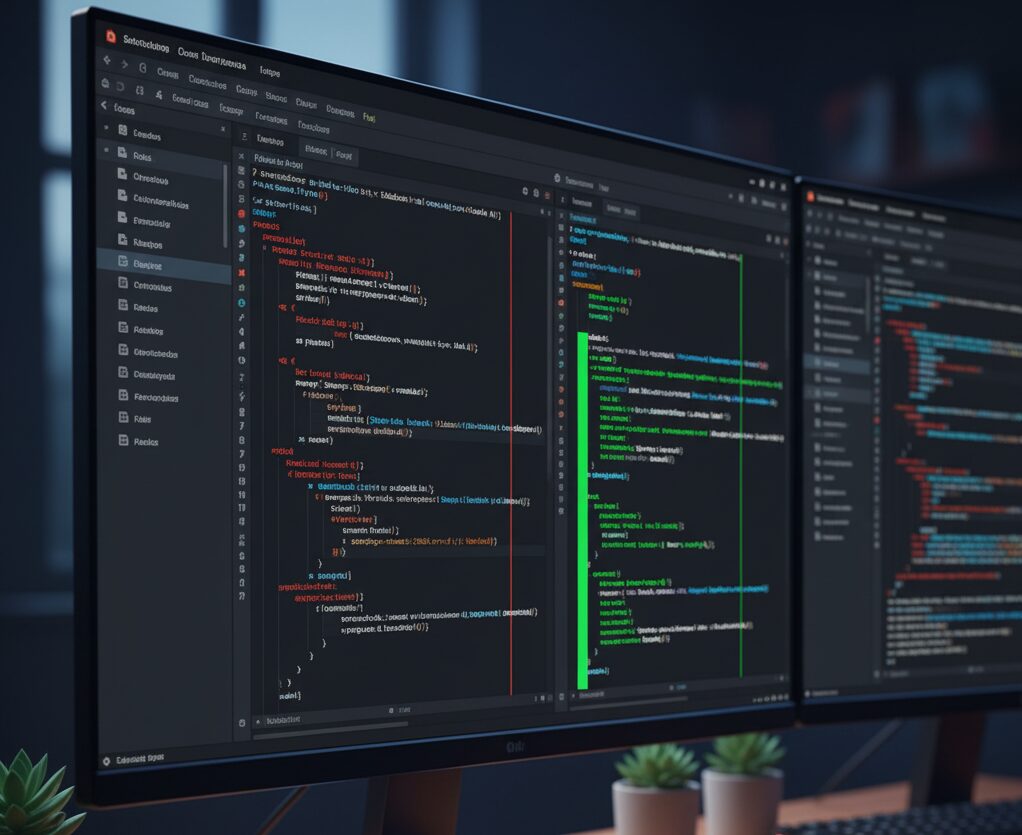VSCodeの差分エディタで行われる左右分割(Side-by-Side)ビューでのコード比較