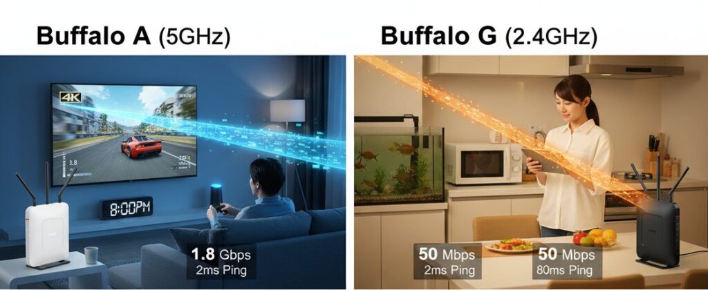 バッファローのAとGはどっちが早い?