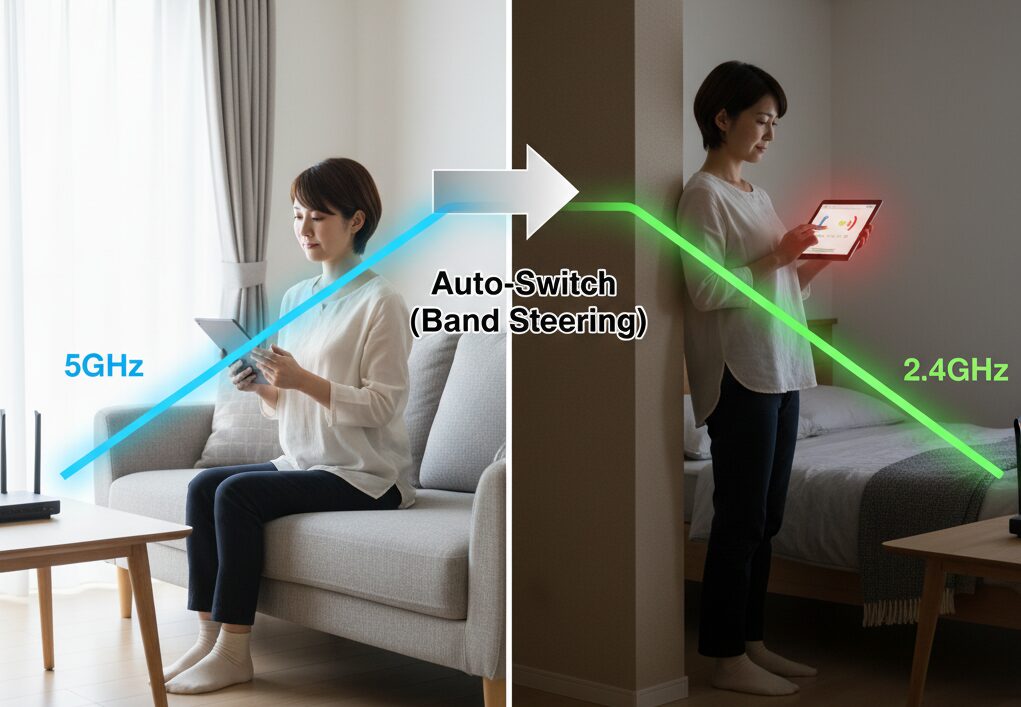 スマホでの2.4GHz 5GHz 自動切り替え