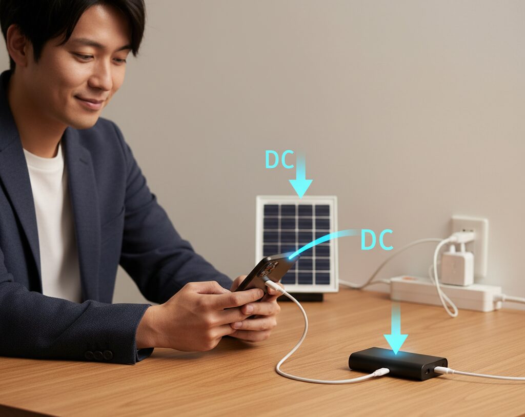 モバイルバッテリーはAC?DC?